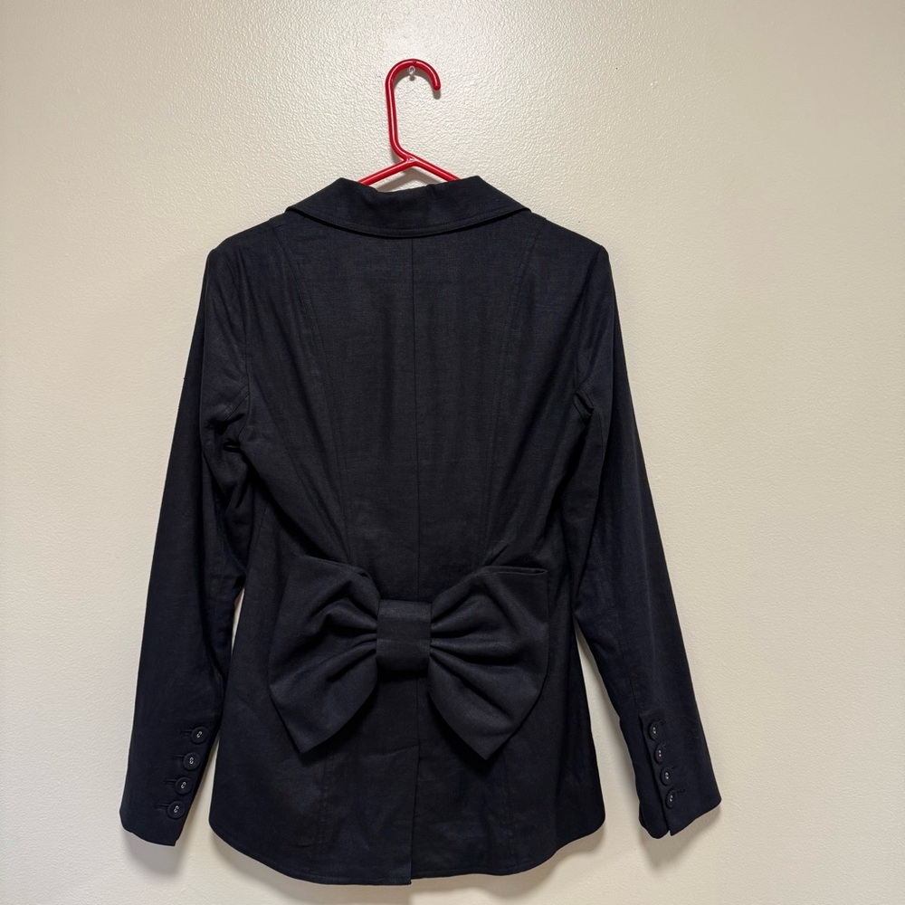 Vtg Betsey Johnson Tuxedo Blazer Bow Jacket